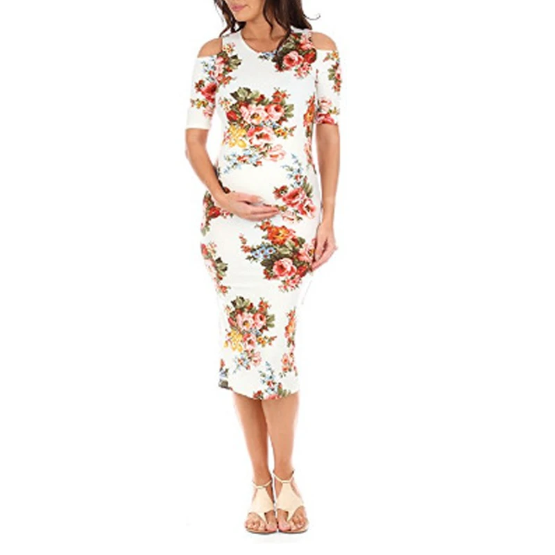 2018 Summer Floral Maternity Dresses Short sleeve Pregnancy Dress for Pregnant Women Daily Wearing Fashion Maternity Clothes (5)