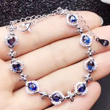Сапфировый Браслет,, настоящий натуральный сапфир или рубин, серебро 925 пробы, 0.35ct* 8 шт, драгоценный камень, плавник, ювелирные изделия# SB18092407