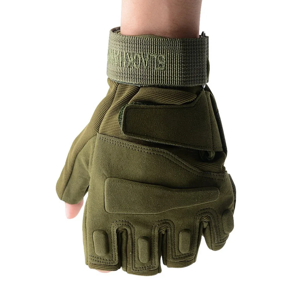 

Practical Men Fitness Gym Half Finger Gloves Weight Lifting Exercise Sports Glove Outdoor Cycling Riding Bike Gloves Army Green