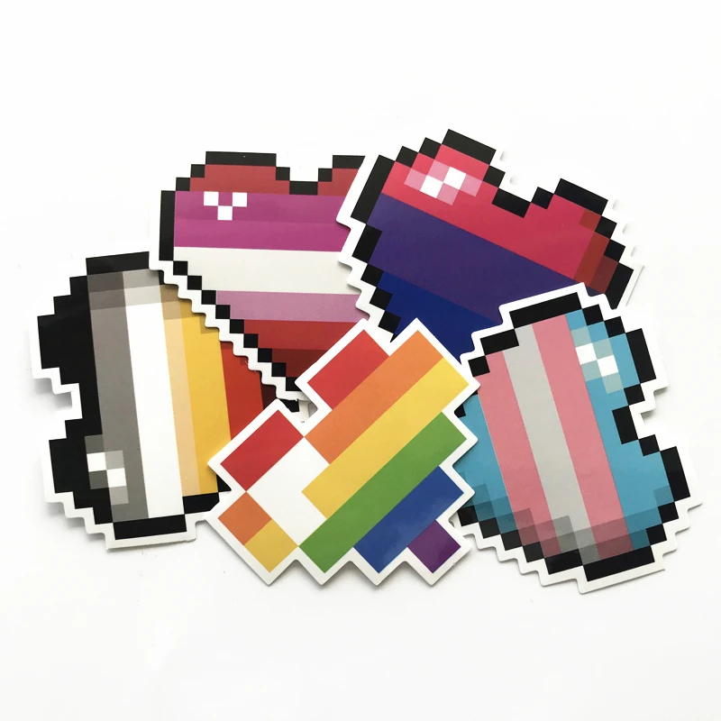 

TD ZW 5Pcs/Lot Pixel Love Style Stickers Decal For for Snowboard Laptop Luggage Car Fridge Car- Styling Sticker Pegatina