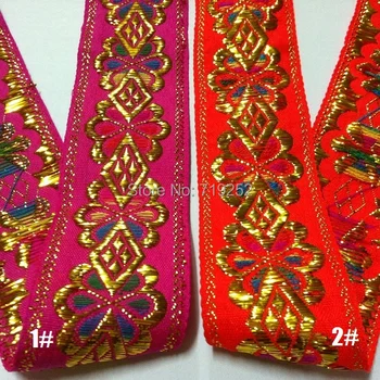 

4.5cm 45mm 1-7/8'' Pink Red Gradient Gradually Costume Curtain Cotton National Jacquard Woven Ribbon Laciness Embroidery Webbing