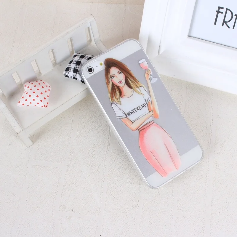 Case for iphone 5s Cover A Girl Transparent Soft Silicone Cases For iPhone 5 5S SE TPU Phone Case 01