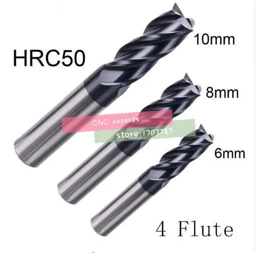 4F-10 4F-8 4F-6 HRC50 3 piece carbide Square Flatted End Mills coating 10mm 8mm 6mm each one piece. | Инструменты