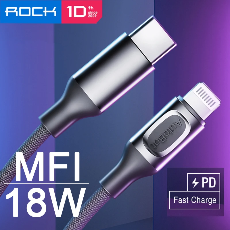 

ROCK USB C MFI Certificated Cable for USB-C to Lightning Charging Cable Quick Charging Type-C Charger Cable for iPhone PD Cable