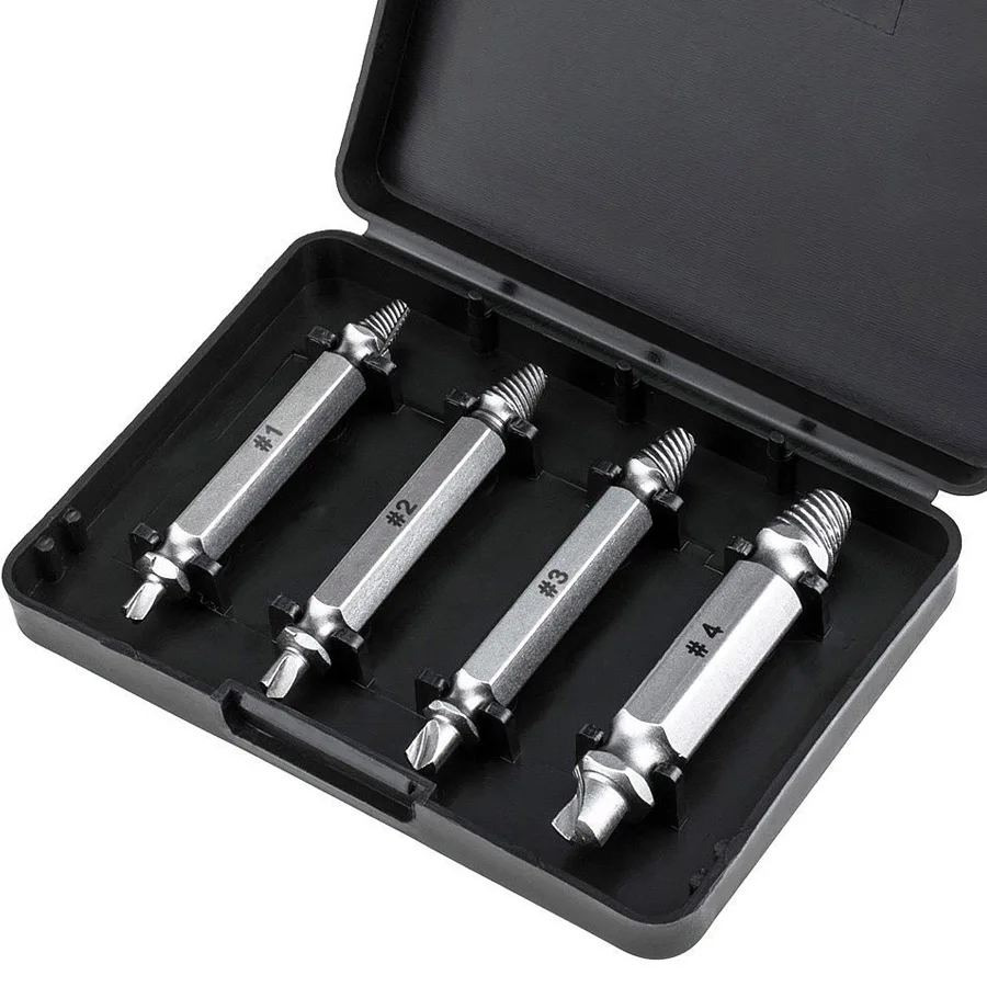 

4pcs Titanium Broken Bolt Damage Screw Remover Extractor Drill Bits Easy Out Stud Reverse