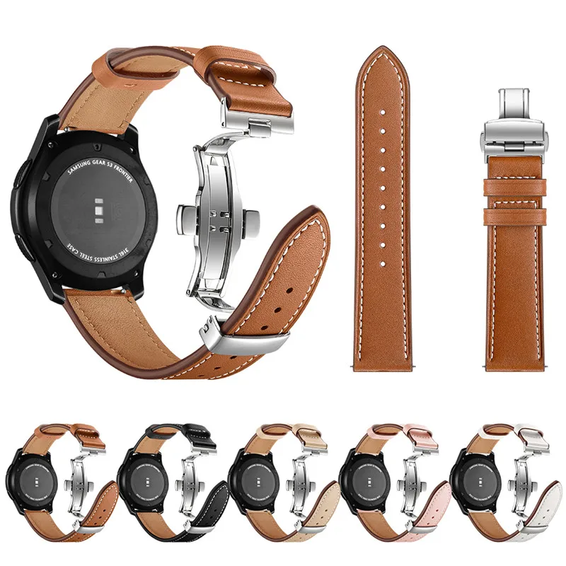 Модные пояса из натуральной кожи Смотреть Band для Samsung Gear S3 Smart Watch черный металл классический складной Пряжка браслет наручные часы ремешок