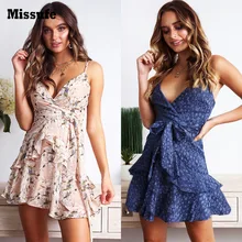 Missufe Sexy V Neck Boho Women Dress Spaghetti Strap Floral Print Mini Beach Wear Mini Dresses Female Sundress Summer Dresses Missufe Sexy V Neck Boho Women Dress Spaghetti Strap Floral Print Mini Beach Wear Mini Dresses Female Sundress Summer Dresses