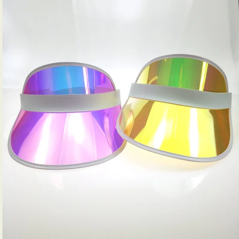 

2019 PVC Transparent Visor Color Light Women Summer Hats Plastic Visor Summer Visor Fashion Hat Beach Hat Lady