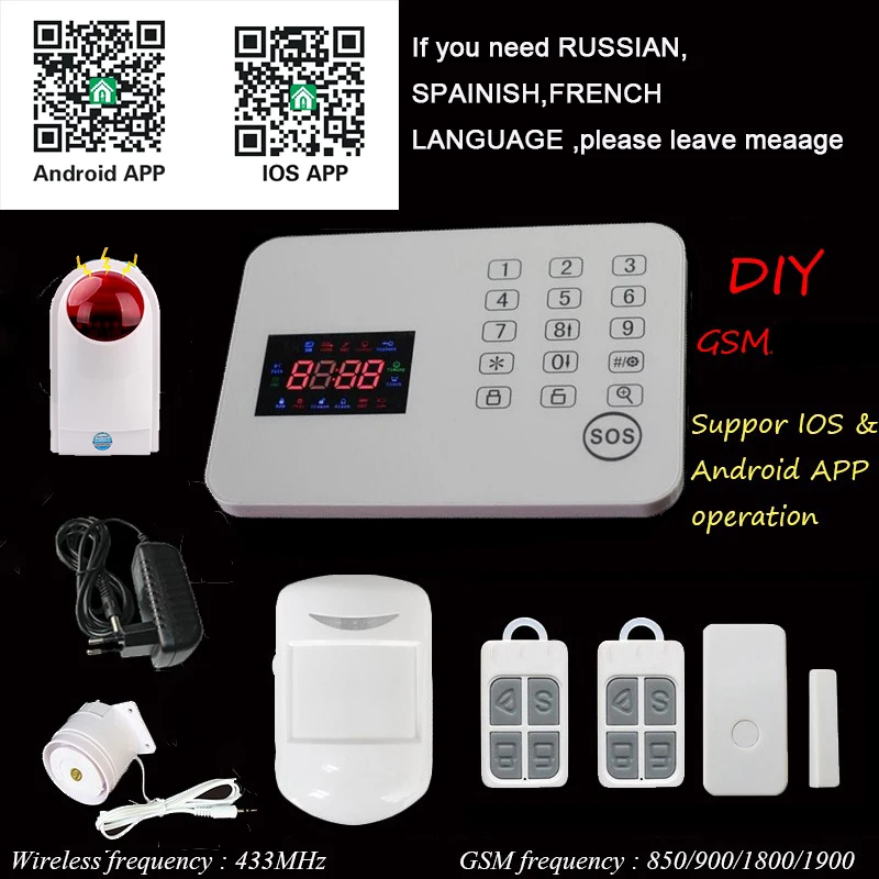 Android IOS Телефон App ЖК-дисплей сенсорная панель 120 беспроводных зон gsm главная