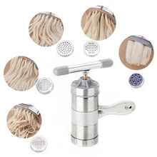 Manual Noodle Maker Press Pasta Machine Kitchenware Crank Cutter With 5 Pressing Moulds Making Fruits Juicer Cookware Spaghetti