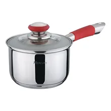 1.8L нержавеющая сталь Зеркальная полировка кастрюля с плотно прикрепленной крышкой из закаленного стекла