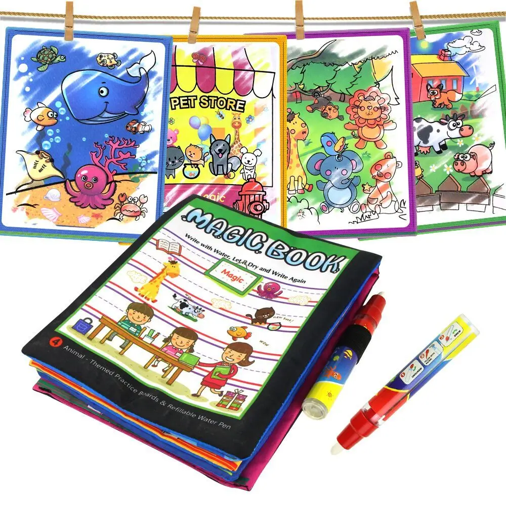 Coolplay  Magic Water Drawing Book Coloring Book Painting Board Doodle Book in Drawing Toys Educational Toys for Kids Xmas Gifts 4