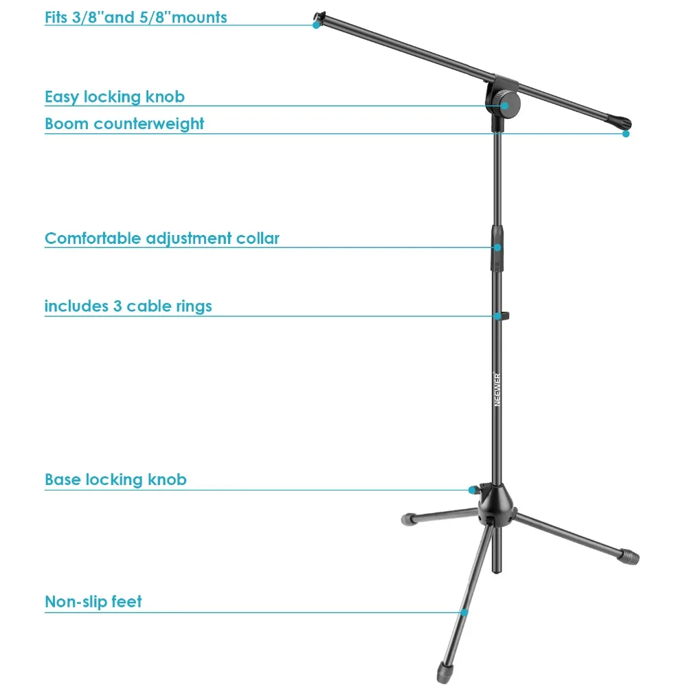 Neewer штатив Boom напольная микрофонная стойка-алюминиевый сплав регулируемая высота максимум 37,4 дюймов/95 см Складная