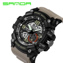 Men Watches 2016 New Brand SANDA Men Sport Digital LED Watch Casual Military Multifunctional Wristwatch 5ATM Water Resistant