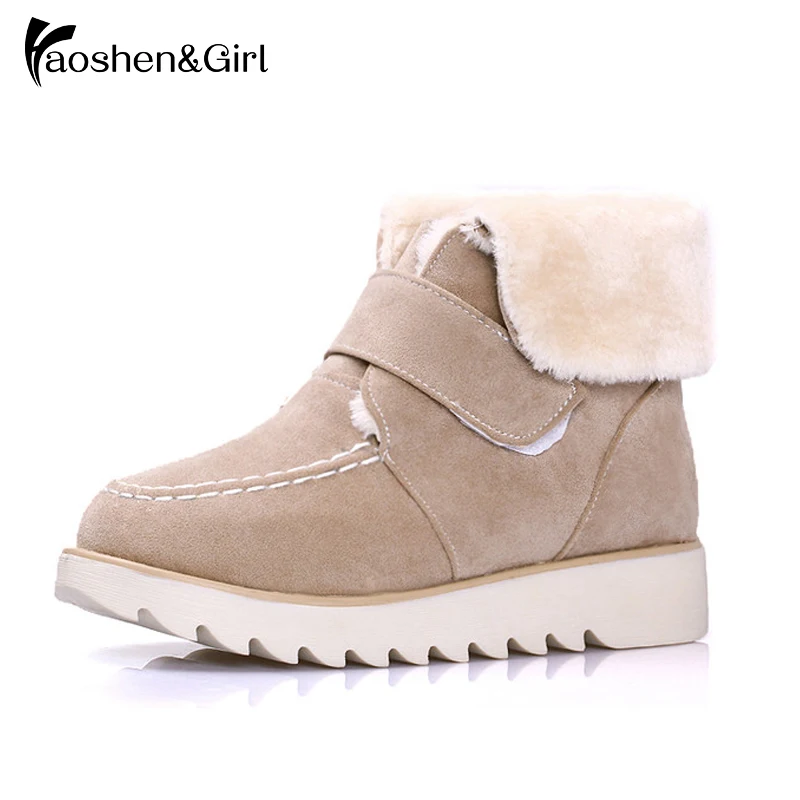 

Haoshen&Girl Winter Boots Shoes Women Snow Boots Heels Shoes Warm Plush Fur Ankle Botas Autumn Women's Shoes Platform Size 33-43