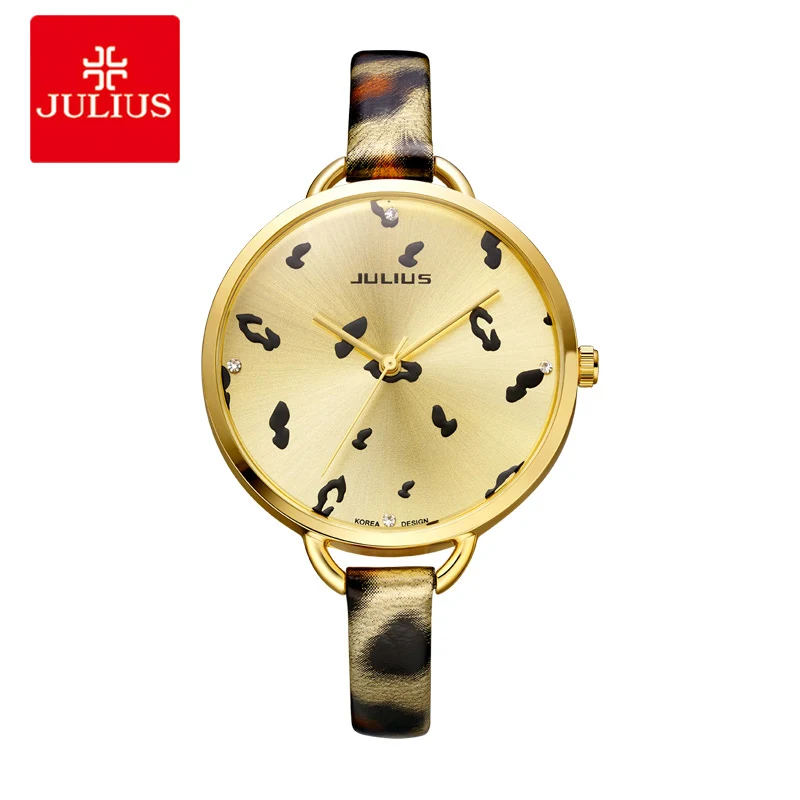 

Julius Women's Wrist Watch Quartz Hours Analog Ladies Watches Sexy Leopard Leather Strap Ladies Bracelet Watch Relojer Feminino