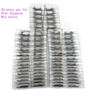 Mikiwi wholesale 50 pairs/pack 3D Mink Lashes No packaging Full Strip Lashes Mink False Eyelashes custom box Makeup eyelashes 1