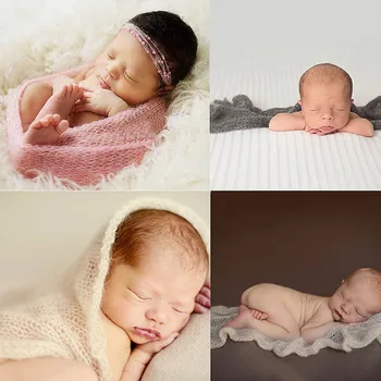 

Baby Newborn Infant Soft Crochet Knit Mohair Wrap Cloth Photography Photo Prop