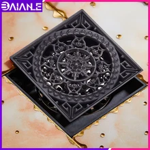 Floor Drain Black Brass Bathroom Shower Floor Drainer Anti-odor Cover Square Bathtub Drain Strainer Waste Grate Decorate Pattern 70cm long golden brass bathroom shower drain floor strainer drain waste water drainer