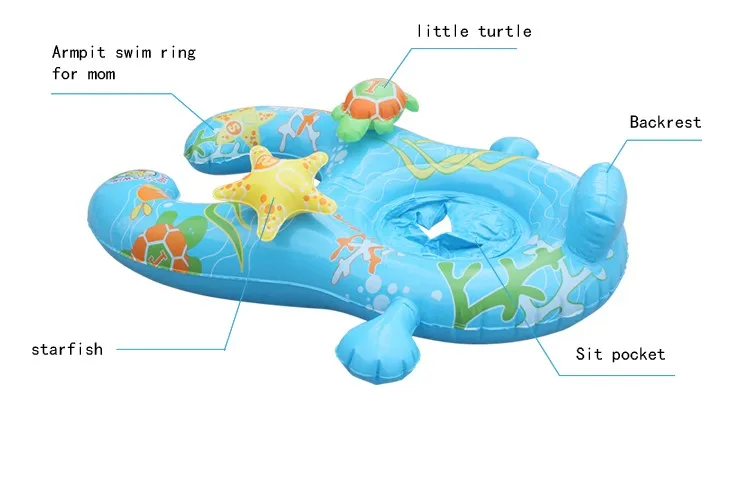 110*83 см детские-мать двойное кольцо плавание безопасное место синий мультфильм шаблон надувные плавающей строки плот младенческой