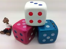 Free shipping Dice model USB speakers, TF Card speakers, mini stereo MP3 speaker, lovely audio player with FM Radio