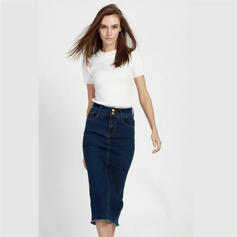 Fashion Women Skirt 2016 Denim Skirt Fashion High Waist Slim Elegant A