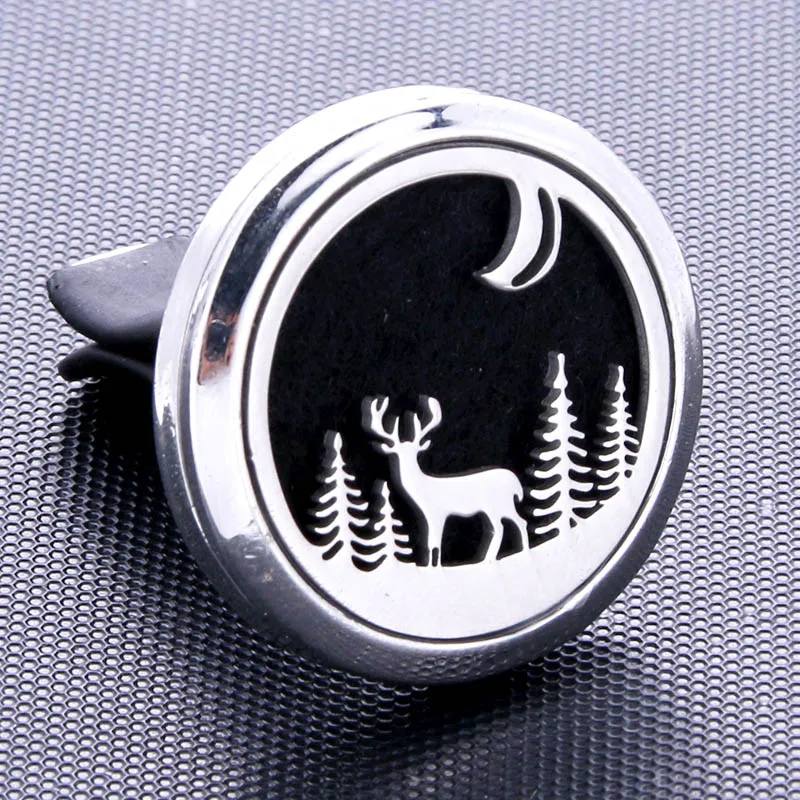 

New deer Stainless Steel Car Air Freshener Perfume Essential Oil Diffuser Locket Random Send 1pcs Oil Pads as Gift