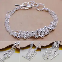 Модные 925 пробы серебряный браслет 20 см браслеты бусины наручные для женщины ювелирные изделия подарок