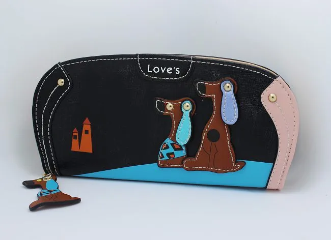 DHL Бесплатная доставка 100 шт. Мода мультфильм собака женские кошелек сумка дизайнер кошельки Длинные Деньги Клип доллар цена на молнии