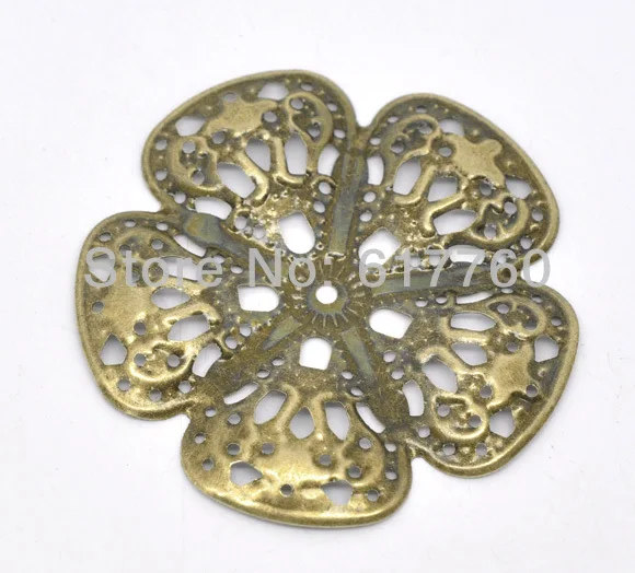 

Бесплатно shipping-30Pcs с бронзовой филигранью под старину цветочные обертки соединители фурнитура для украшений самодельные соединители 48x48 мм J0596