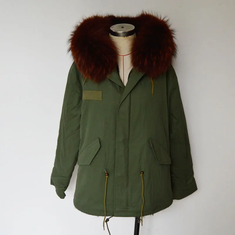 Best Offers mens genuine rabbit fur parka jacket Raccoon Fur Hooded Mr black Fur Warm winter parka mens