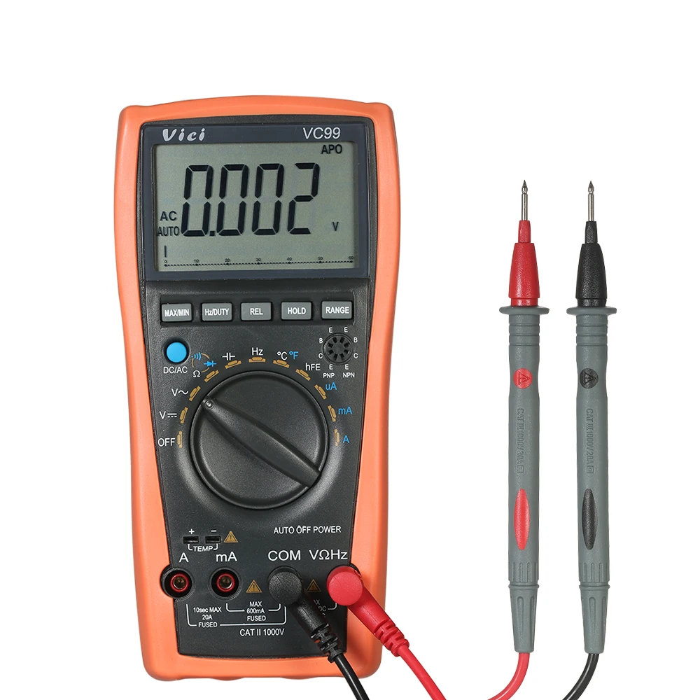 VC99 Цифровой мультиметр Цифровой Multimetro Автоматический диапазон 1000 В DC AC тестер сопротивления цифровой вольтметр Амперметр емкость диод