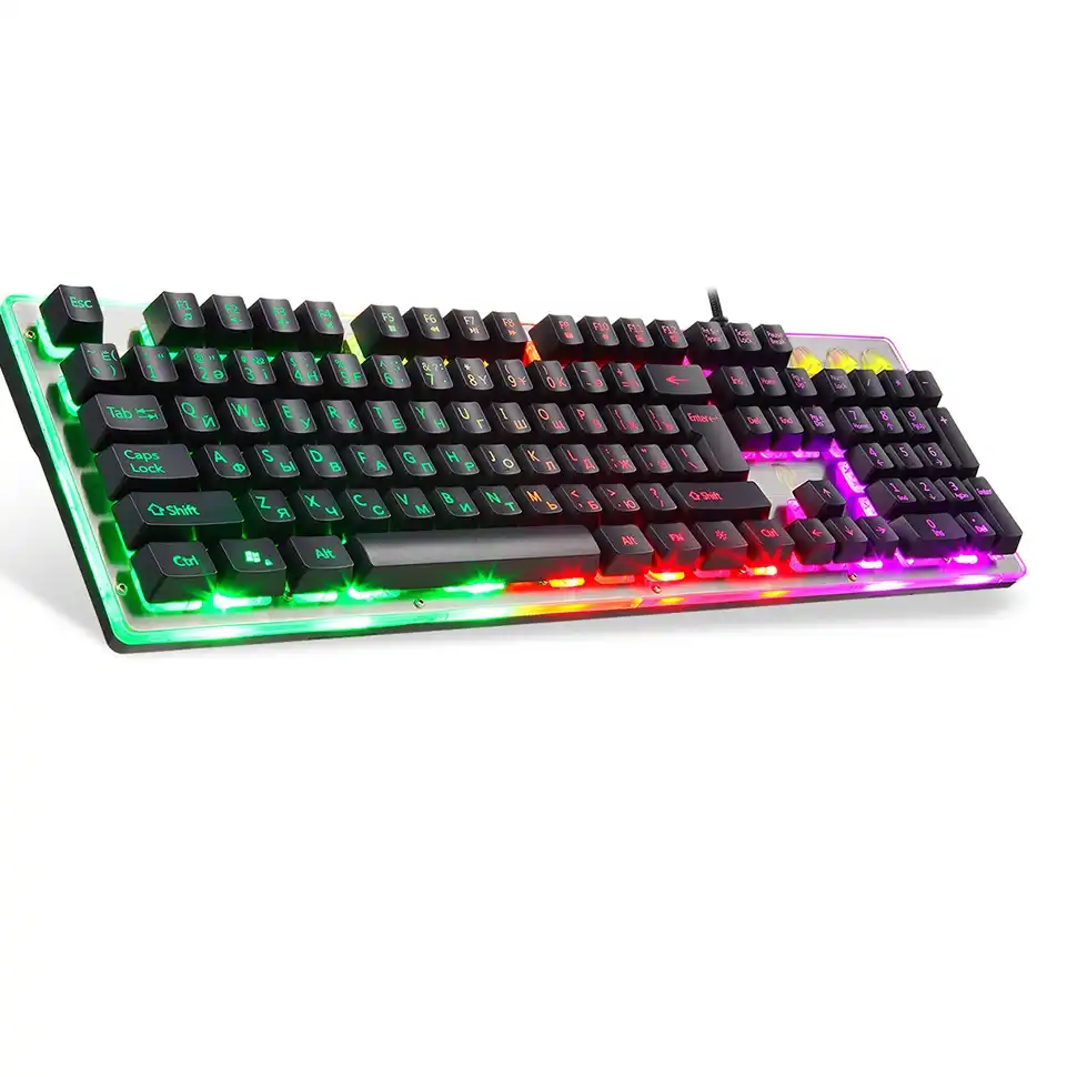 104 Keys Gaming Keyboard Gaming Keyboard With Led Backlit Russian Layout Keyboard Mechanical Feel For Pc Gamers Keyboards Aliexpress