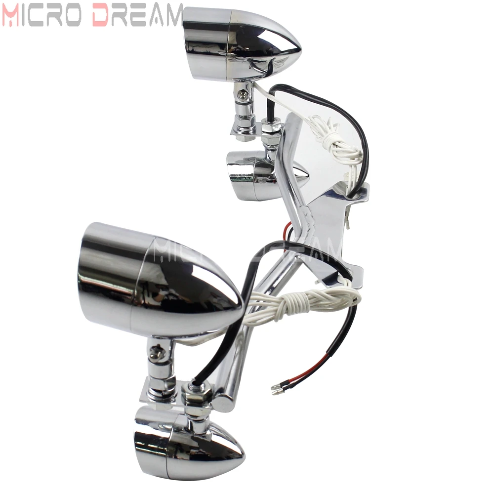 Мотоциклетный мини Точечный светильник для вождения, проходящий через голову, Светильник w/Сигнальный светильник, универсальный для Yamaha Suuzki Honda VTX 750 1300