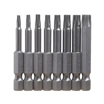 

8pcs/Set 1/4 Inch 50mm T8-T40 Magnetic Torx Screwdriver Bits Kit Alloy Steel DYI Hand Tool For Woodworking