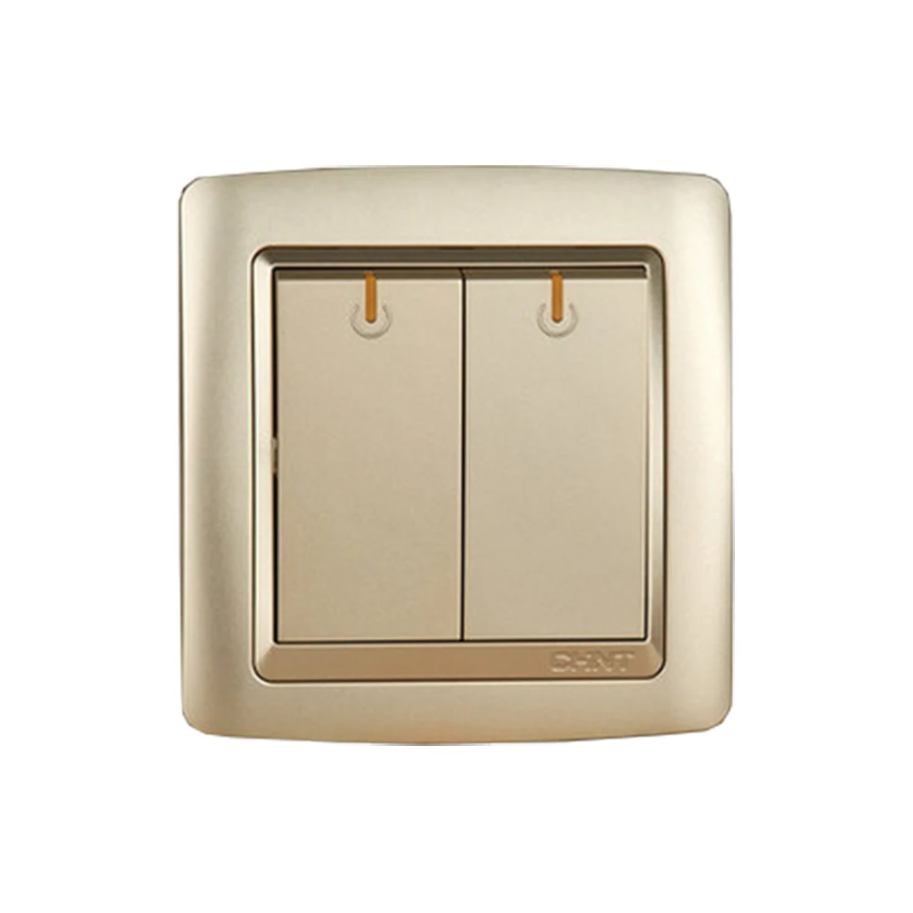 

CHINT NEW2K Wall Outlet Switch Light Champagne Gold Modern Wall Switches Two Gang Multiple Control