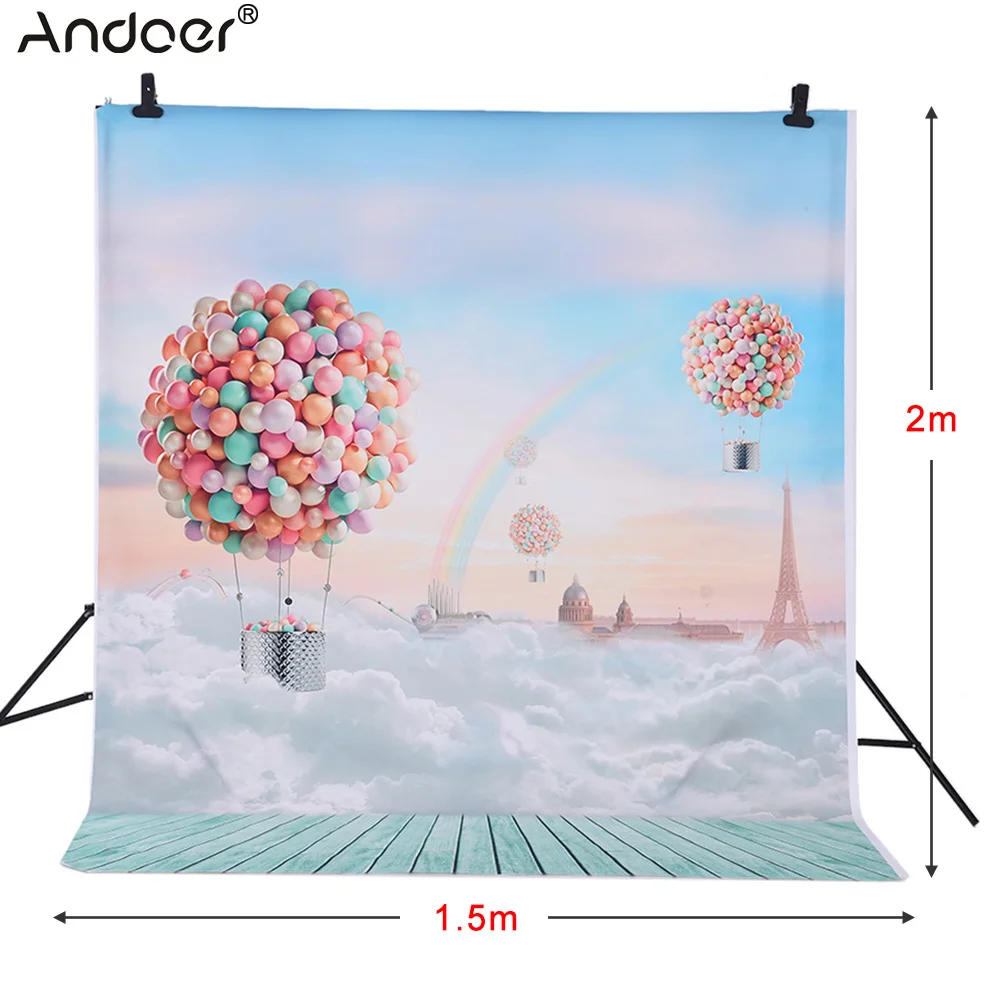 Andoer 1 5*2 м фон для фотосъемки баллоны Радуга голубое небо узор детей Детская