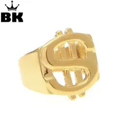 Доллар США кольцо с изображением Знака Доллара уличные Стиль золото Цвет Размеры 9/10/11/12 Нержавеющая сталь кольцо в стиле хип-хоп для