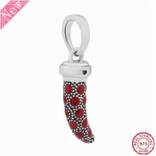 Богемные красные эмалированные купола бисером итальянский Рог кулон бусины для женщин ювелирные изделия DIY Fit PANDORA Подвески Серебро 925 FL780A