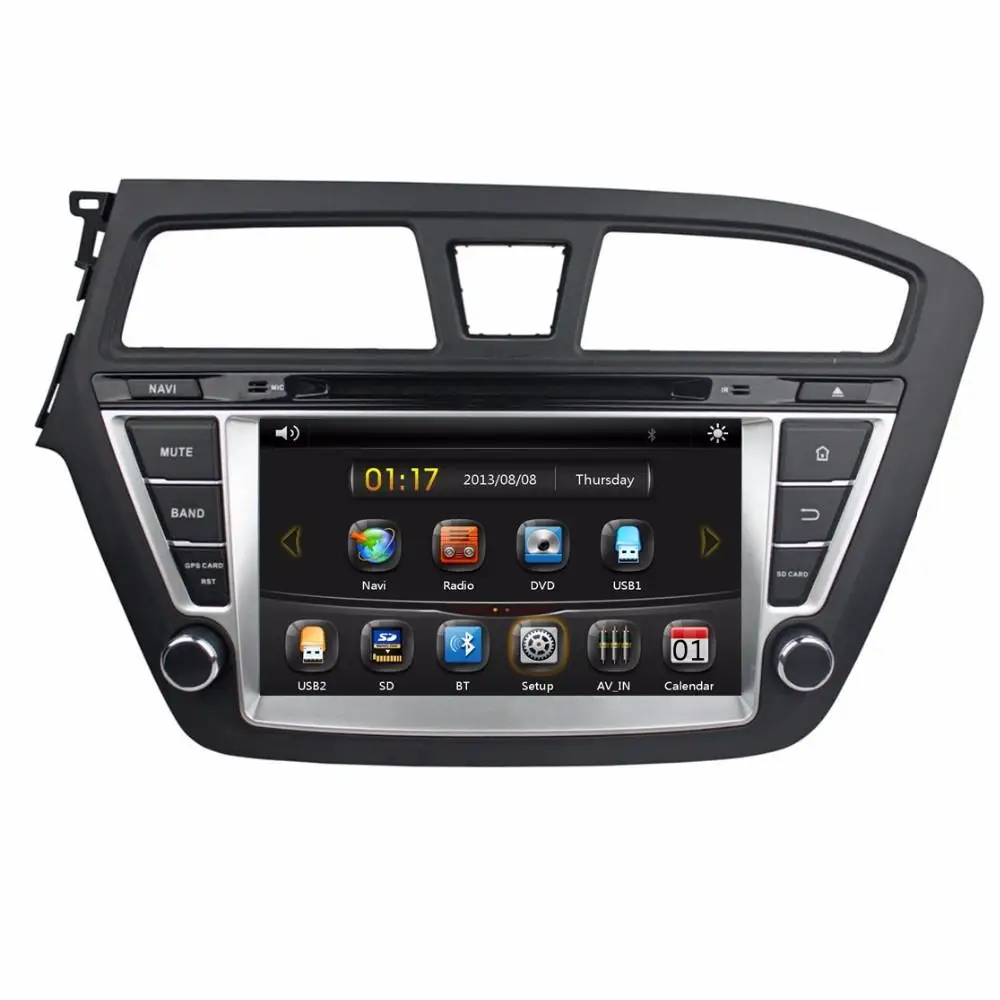 Excellent 8" in-dash Car DVD player with GPS(opt.),audio Radio stereo,USB/SD,AUX,BT/TV,car multimedia headunit for Hyundai I20 2014 2015 0