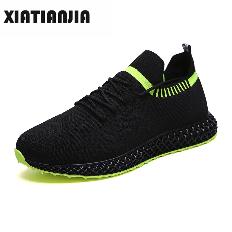 

2019 Men Casual Shoes Men's Sneakers Brand Men Shoes Male Mesh Flats Non-slip Lace-up Flying weaving Breathable Sapato Masculino