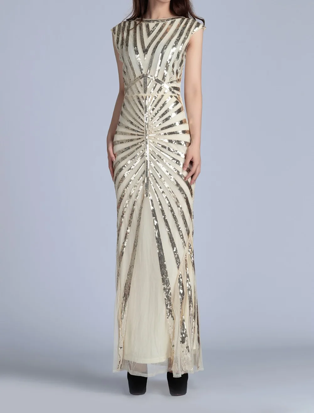 black sleeveless sequin dress