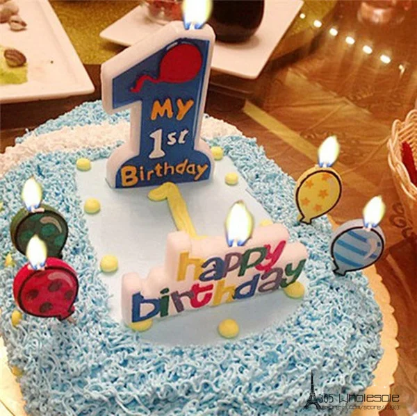 My 1st Birthday Candles Pink and Blue - Front 3