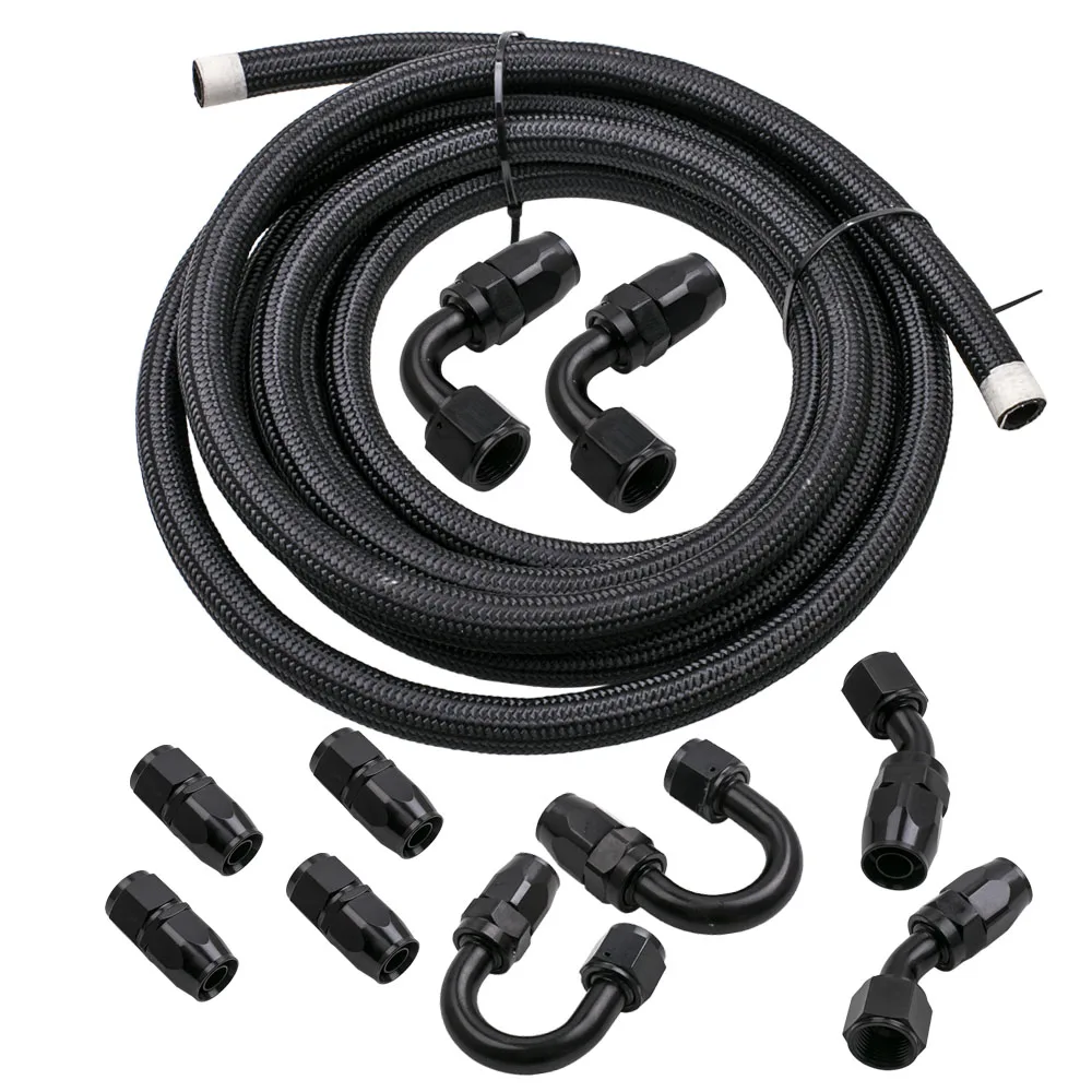 

AN10 -10AN Fitting Stainless Steel Nylon Braided Oil Fuel Hose Line Kit 16FT