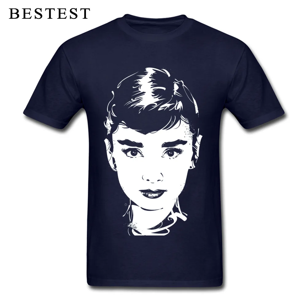 O Neck Audrey Hepburn 13446 100% Cotton Male T-shirts Comics Short Sleeve Tops T Shirt Prevalent Fitness Tight Tops & Tees Audrey Hepburn 13446 navy