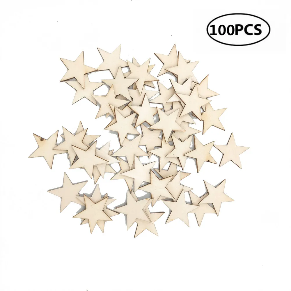 

100pcs 10mm 0.4inch Wooden Shapes Star Shaped Wood Pieces Wood for Craft DIY Projects, Gift Tags, Home Decoration