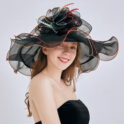 Sunhat Female Spring and Summer Eugene Yarn Sunscreen Shade Beach Cap Foldable Ultraviolet Shade Cap for European and American F Sunhat Female Spring and Summer Eugene Yarn Sunscreen Shade Beach Cap Foldable Ultraviolet Shade Cap for European and American F
