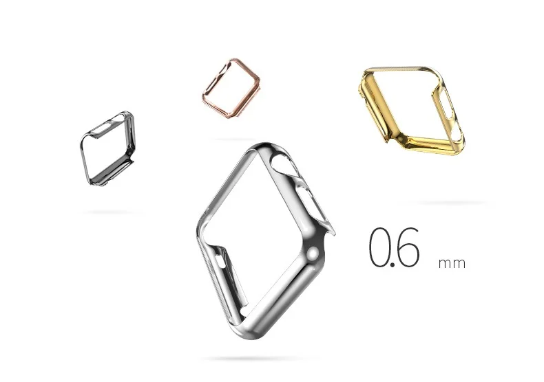 Чехол для Apple Watch, серия 3, 1, 2, 38 мм, 42 мм, покрытие из мягкого ТПУ, акрилового пластика, защитный чехол для экрана 2 в 1, розовое золото