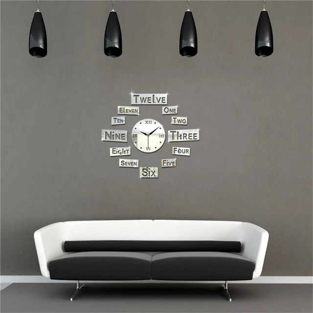 Wanduhr modernes Design Englisch Buchstaben Uhr Wand 3D Acryl ... Wanduhr modernes Design Englisch Buchstaben Uhr Wand 3D Acryl ...