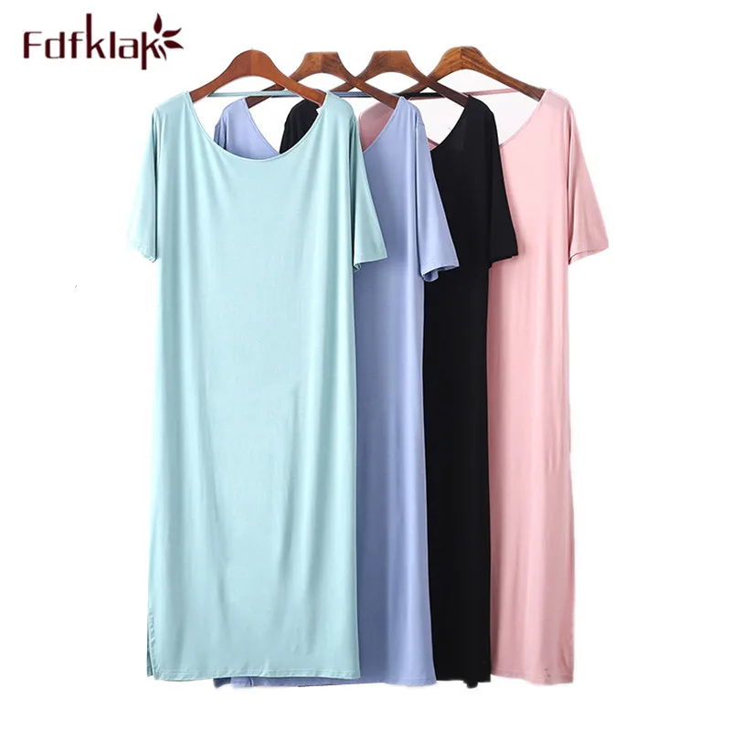 

Fdfklak Sexy nightgown women short sleeve summer nightgowns cotton and modal nightdress soft women's sleepwear night dress